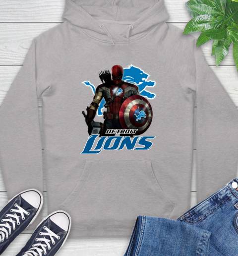 NFL Captain America Thor Spider Man Hawkeye Avengers Endgame Football Detroit Lions Hoodie 12
