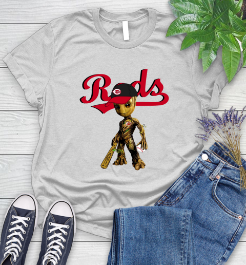 MLB Cincinnati Reds Groot Guardians Of The Galaxy Baseball Women's T-Shirt