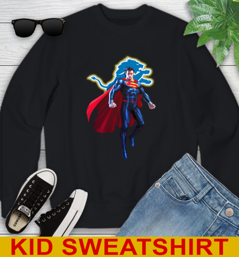 NFL Superman DC Sports Football Detroit Lions Youth Sweatshirt 2