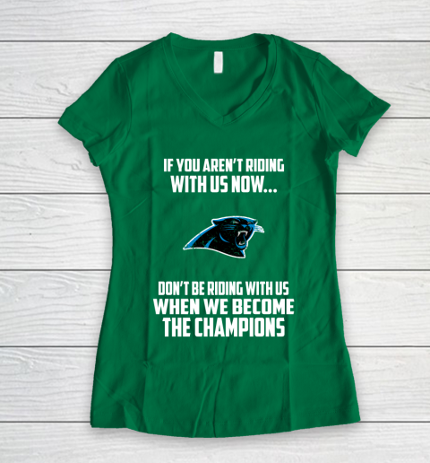 NFL Carolina Panthers Football We Become The Champions Women's V-Neck T-Shirt 3