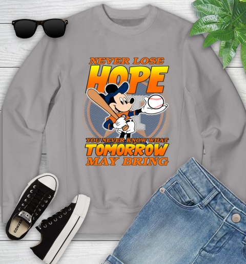 Houston Astros MLB Baseball Mickey Disney Never Lose Hope Youth Sweatshirt 3