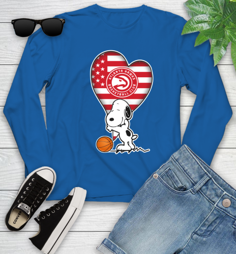 Atlanta Hawks NBA Basketball The Peanuts Movie Adorable Snoopy Youth Long Sleeve 9