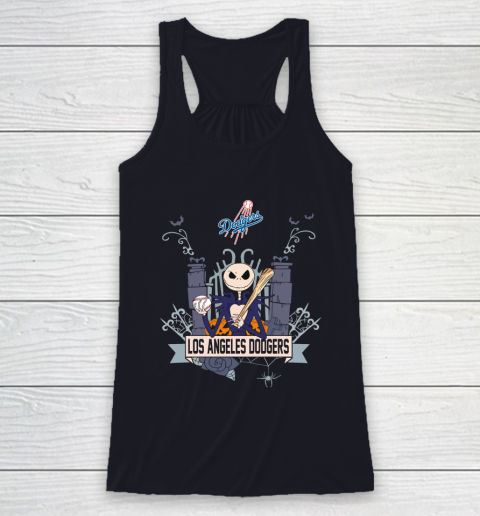 MLB Los Angeles Dodgers Baseball Jack Skellington Halloween Racerback Tank 7