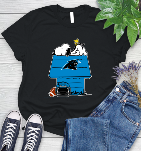 Carolina Panthers NFL Football Snoopy Woodstock The Peanuts Movie Women's T-Shirt 2