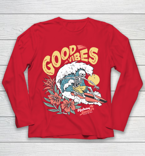 Good Vibes Skeleton Surfer Youth Long Sleeve 8