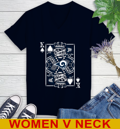 Los Angeles Rams NFL Football The King Of Spades Death Cards Shirt Women's V-Neck T-Shirt 2