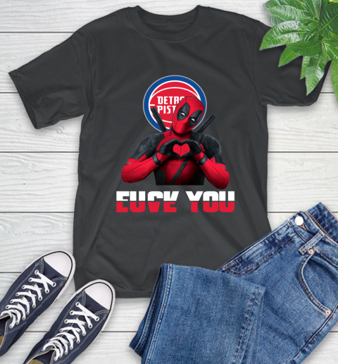 NBA Detroit Pistons Deadpool Love You Fuck You Basketball Sports T-Shirt