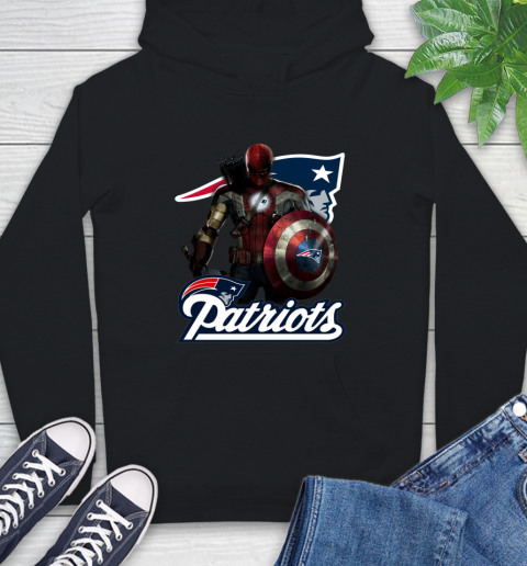 NFL Captain America Thor Spider Man Hawkeye Avengers Endgame Football New England Patriots Hoodie 2