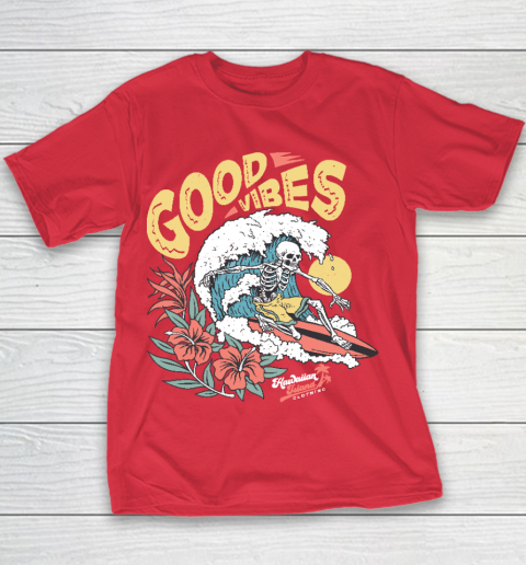 Good Vibes Skeleton Surfer Youth T-Shirt 7