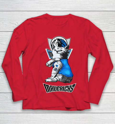 NBA Basketball My Cat Loves Dallas Mavericks Youth Long Sleeve 8