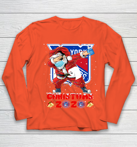 New York Rangers Funny Santa Claus Dabbing Christmas 2020 NHL Youth Long Sleeve 3
