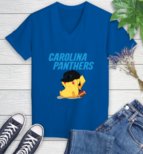 NFL Pikachu Football Sports Carolina Panthers Women's V-Neck T-Shirt 10