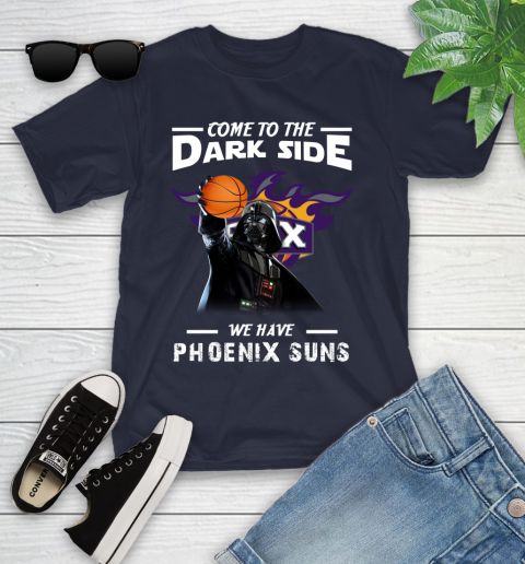 NBA Come To The Dark Side We Have Phoenix Suns Star Wars Darth Vader Basketball Youth T-Shirt 2