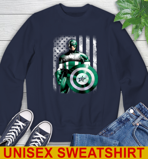 Dallas Stars NHL Hockey Captain America Marvel Avengers American Flag Shirt Sweatshirt 2