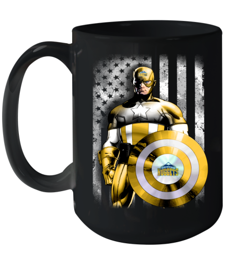 Denver Nuggets NBA Basketball Captain America Marvel Avengers American Flag Shirt Ceramic Mug 15oz