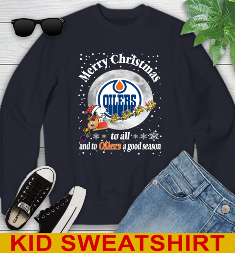 Edmonton Oilers Merry Christmas To All And To Oilers A Good Season NHL Hockey Sports Youth Sweatshirt 2