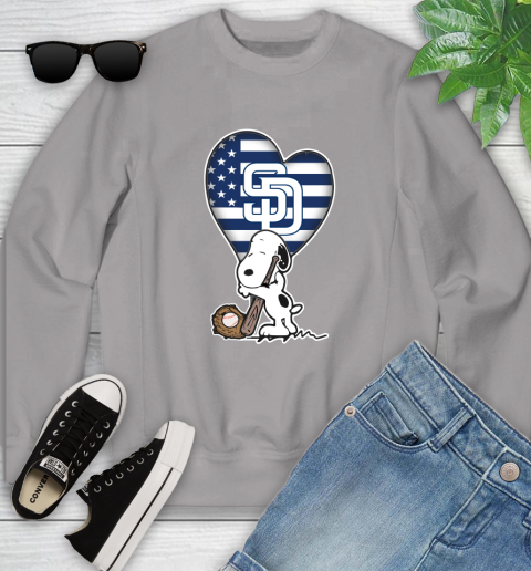 San Diego Padres MLB Baseball The Peanuts Movie Adorable Snoopy Youth Sweatshirt 4