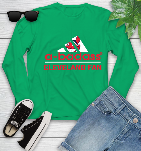 MLB A Badass Cleveland Indians Fan Adidas Baseball Sports Youth Long Sleeve 7