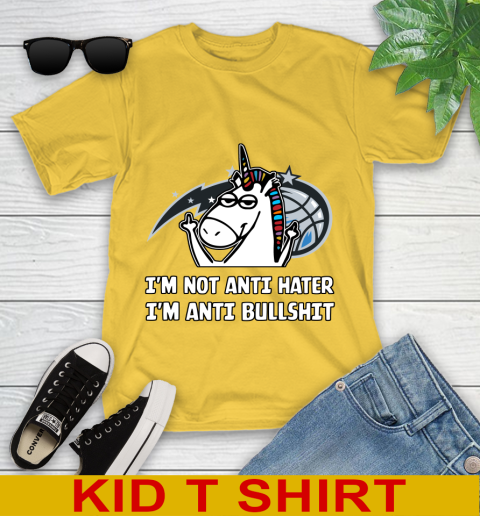 Orlando Magic NBA Basketball Unicorn I'm Not Anti Hater I'm Anti Bullshit Youth T-Shirt 8