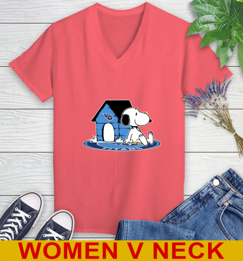 NFL Football Tennessee Titans Snoopy The Peanuts Movie Shirt Women's V-Neck T-Shirt 7