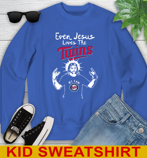 Minnesota Twins MLB Baseball Even Jesus Loves The Twins Shirt Youth Sweatshirt 6