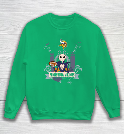 NFL Minnesota Vikings Football Jack Skellington Halloween Sweatshirt 5