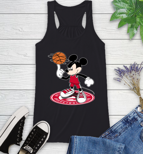 NBA Basketball Atlanta Hawks Cheerful Mickey Disney Shirt Racerback Tank