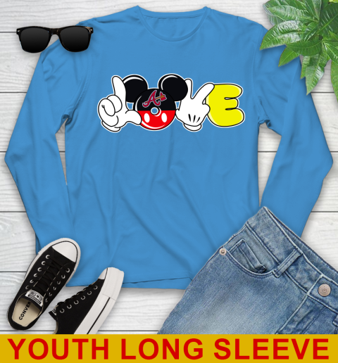 Atlanta Braves MLB Baseball Love Mickey Disney Sports Youth Long Sleeve 8