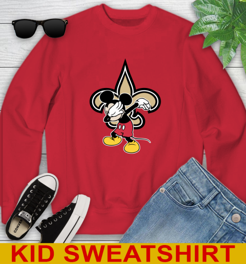 New Orleans Saints NFL Football Dabbing Mickey Disney Sports Youth Sweatshirt 8