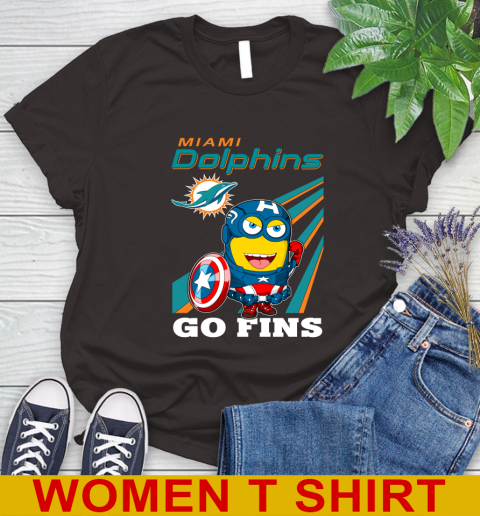 NFL Football Miami Dolphins Captain America Marvel Avengers Minion Shirt Women's T-Shirt 9