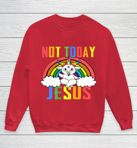 Unicorn Rainbow Not Today Jesus Premium Youth Sweatshirt 9