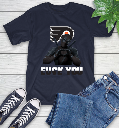 NHL Philadelphia Flyers Deadpool Love You Fuck You Hockey Sports T-Shirt 3