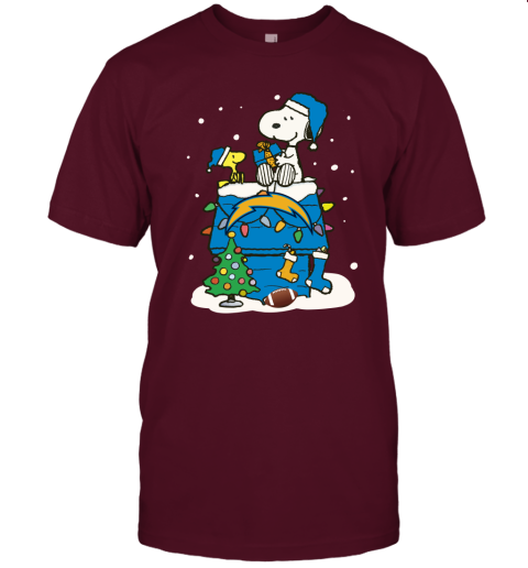 A Happy Christmas With Los Angeles Chargers Snoopy Unisex Jersey Tee