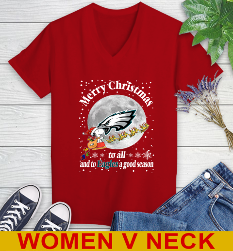 Philadelphia Eagles Merry Christmas To All And To Eagles A Good Season NFL Football Sports Women's V-Neck T-Shirt 10