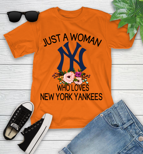 MLB Just A Woman Who Loves New York Yankees Baseball Sports Youth T-Shirt 4