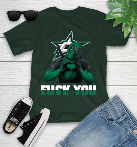 NHL Dallas Stars Deadpool Love You Fuck You Hockey Sports Youth T-Shirt 5