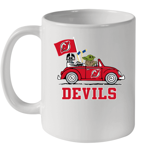 NHL Hockey New Jersey Devils Darth Vader Baby Yoda Driving Star Wars Shirt Ceramic Mug 11oz