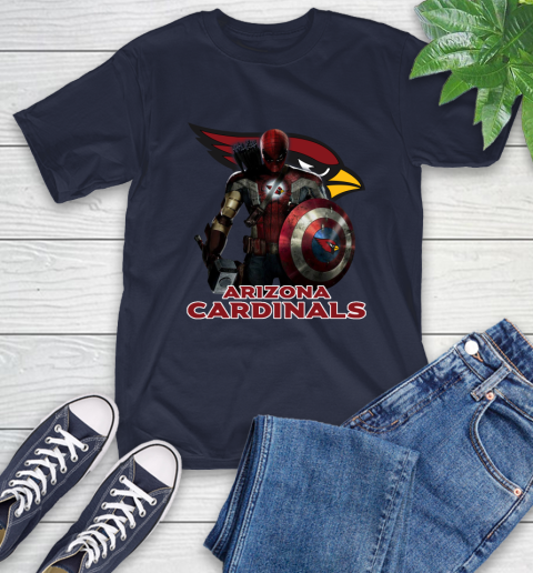 NFL Captain America Thor Spider Man Hawkeye Avengers Endgame Football Arizona Cardinals T-Shirt 4