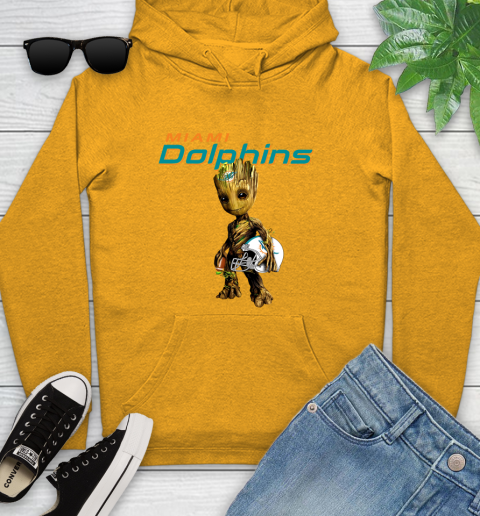 Miami Dolphins NFL Football Groot Marvel Guardians Of The Galaxy Youth Hoodie 3