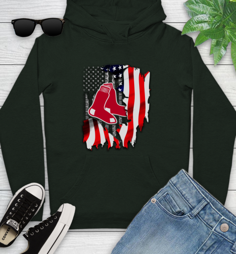 Boston Red Sox MLB Baseball American Flag Youth Hoodie 14