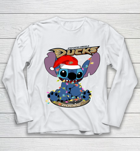 Anaheim Ducks NHL Hockey noel stitch Christmas Youth Long Sleeve