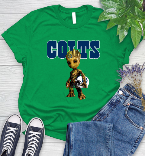 Indianapolis Colts NFL Football Groot Marvel Guardians Of The Galaxy Women's T-Shirt 6