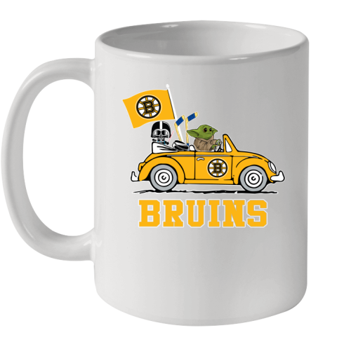 NHL Hockey Boston Bruins Darth Vader Baby Yoda Driving Star Wars Shirt Ceramic Mug 11oz