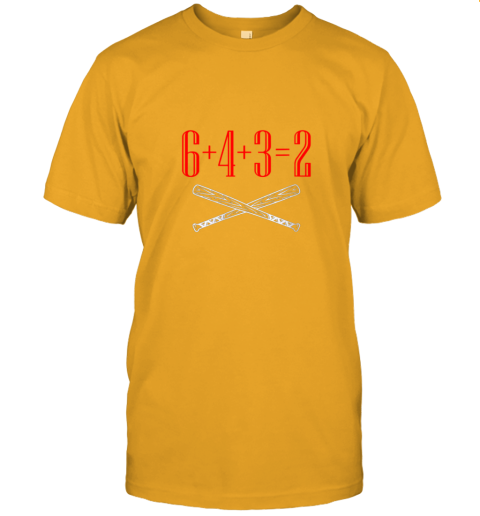 1jlk funny baseball math 6 plus 4 plus 3 equals 2 double play jersey t shirt 60 front gold