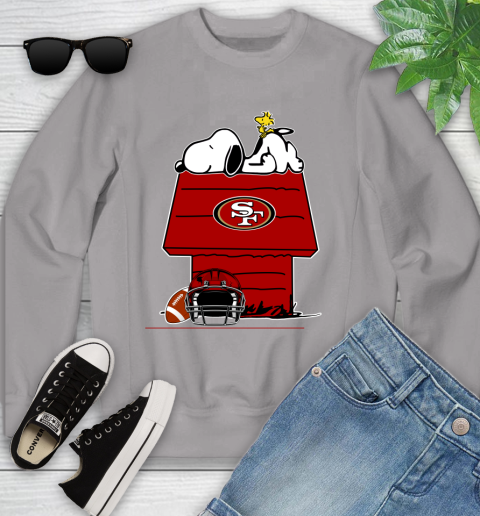 San Francisco 49ers NFL Football Snoopy Woodstock The Peanuts Movie Youth Sweatshirt 4