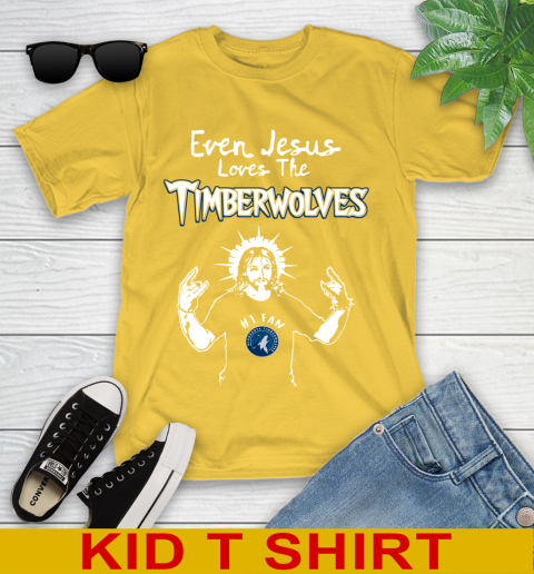 Minnesota Timberwolves NBA Basketball Even Jesus Loves The Timberwolves Shirt Youth T-Shirt 9