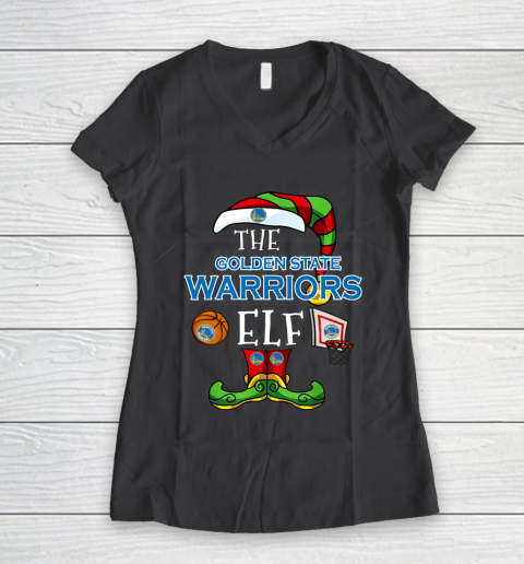 Golden State Warriors Christmas ELF Funny NBA Women's V-Neck T-Shirt 6