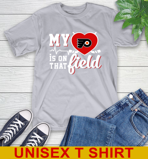 NHL My Heart Is On That Field Hockey Sports Philadelphia Flyers T-Shirt 5