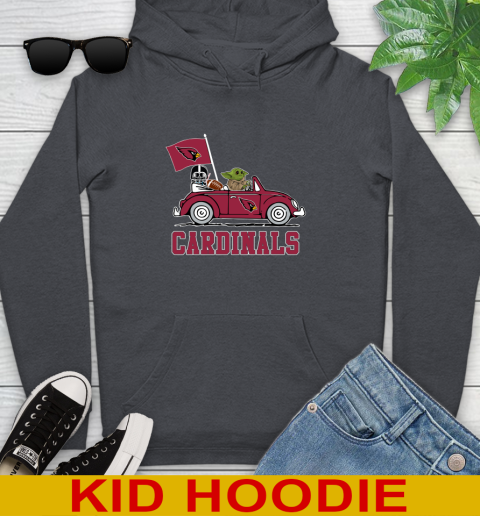 NFL Football Arizona CardinalsDarth Vader Baby Yoda Driving Star Wars Shirt Youth Hoodie 9
