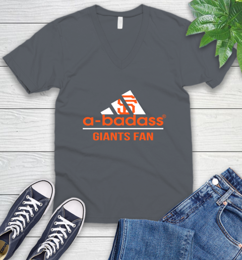 MLB A Badass San Francisco Giants Fan Adidas Baseball Sports V-Neck T-Shirt 4